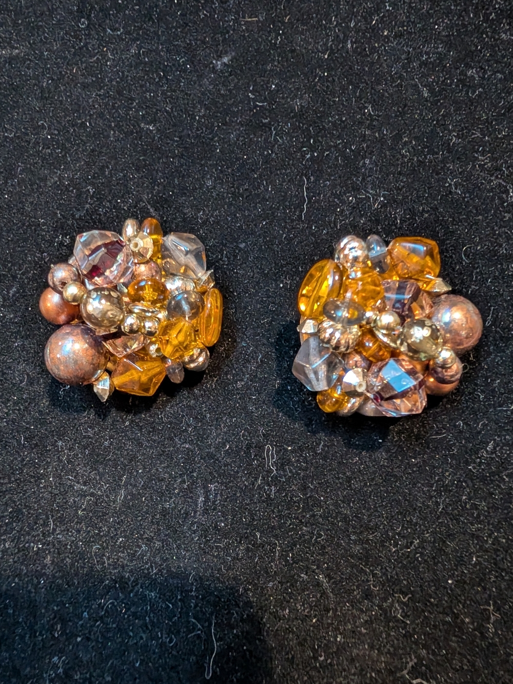 Cluster Bead Clip-on Earrings, Vintage